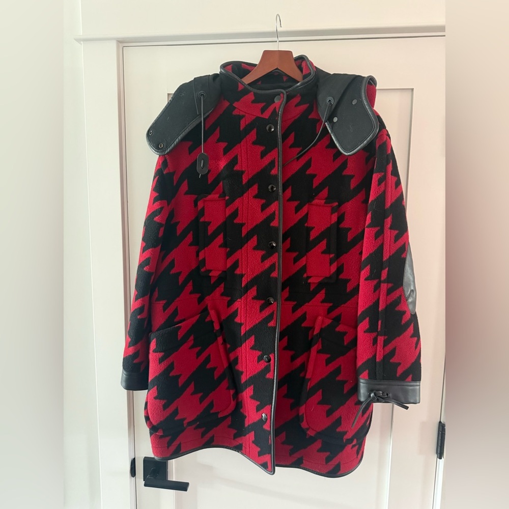 Coach Red and Black Houndstooth Jacket